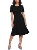 petites womens office knee fit & flare dress
