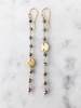polished pyrite coin long chain earring