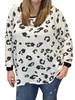 animal print waffle shirt in black/white