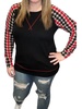 houndstooth long sleeve tee in red/black