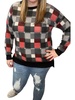 plaid sweater in red/grey
