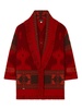 icon jacquard cardigan in russet red/fire