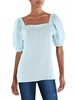 womens checkered square-neck pullover top