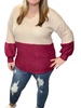 colorblock fleecy top in taupe/burgundy