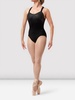 amber open back print leotard in black