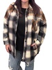 colorblock plaid longline shacket in navy/rust