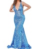 sequin embellished v-neck dress in lt.blue