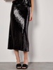 sequin bias cut midi skirt in black