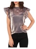 womens metallic flutter sleeves blouse