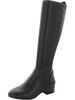 olwynne womens faux leather stacked heel knee-high boots