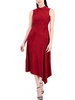 womens faux suede mock neck midi dress