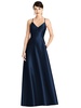 v-neck full skirt satin maxi dress