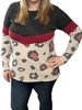 color block animal top in taupe/burgundy