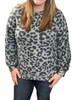 leopard cross back sweater in gray