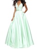 v-neck prom dress in light green