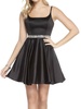 satin beaded waist mini dress in black