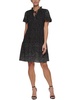 petites womens tie-neck mini shift dress