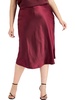 plus womens satin calf midi skirt