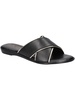 tab womens leather metallic trim slide sandals
