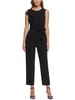 petites    womens pleated crewneck jumpsuit
