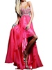 high-low strapless prom dress in strawberry