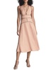 leena womens linen blend lace inset midi dress