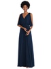 v-neck split sleeve blouson bodice maxi dress