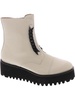 twin chain womens leather chunky ankle boots