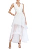 womens metallic hi-low evening dress