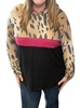 animal print hoodie in taupe/magenta