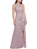 petites womens ruffled maxi evening dress