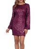 womens sequined long sleeves cocktail and party dress