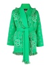 Green flash bandana belted cardigan