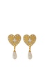 Metal Heart Earrings With Crystals