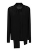 Pussy bow crepe de chine buttoned shirt