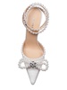 Double satin decollete with bow with pearls