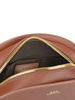 Brown leather half-moon bag