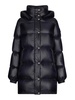 Womens Long Blue Quilted Down Jacket