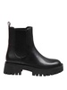 Asher Flat Ankle Boot In Black Leather