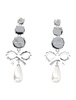 Crystal Bow Pearl Earrings