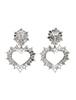 Rhinestone Earrings With Heart Pendant