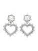 Rhinestone Earrings With Heart Pendant