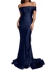 lycra off shoulder mermaid dress in navy