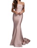 lycra off shoulder mermaid dress in dusty rose