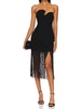 strapless puzzle dress with fringe in black