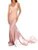 lycra sleeveless cowl neck long dress in blush