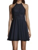 halter chiffon skirt mini dress in black plum