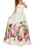 strapless satin maxi dress in ivory print