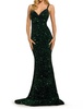 sequin v-neck prom dress in emerald