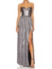 metallic prom dress in silver